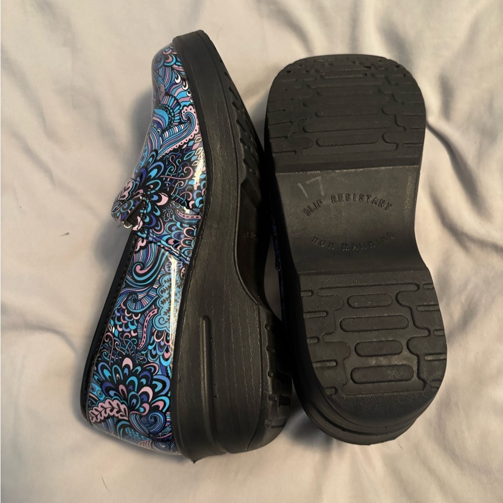 Easy Street Blue and Black Mules with Chunky Sole
